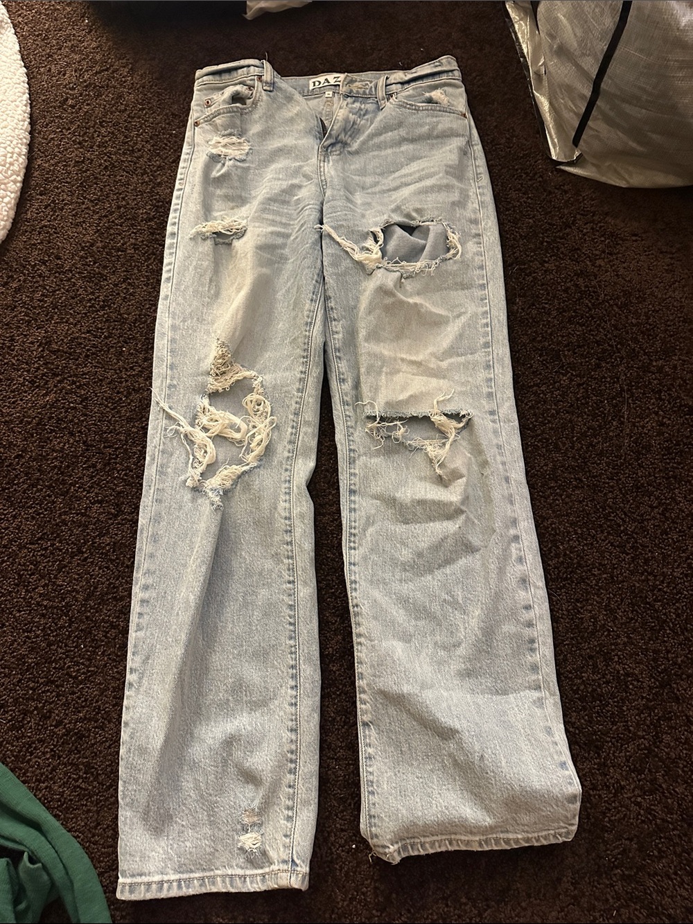 DAZ Straight-Leg Distressed Jeans — Light Blue